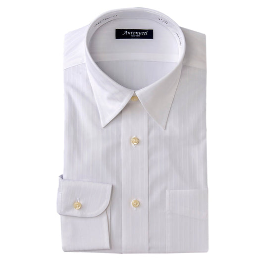 AntonucciEasycare 綿100%イージーケア加工-白/ドビーストライプ・レギュラー