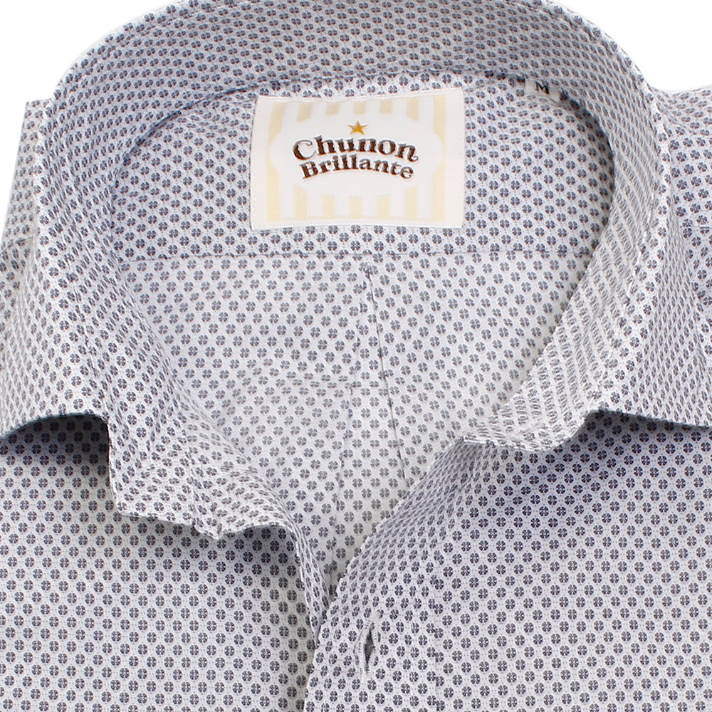 chunon brillante プリント 日本製 スリムシャツ