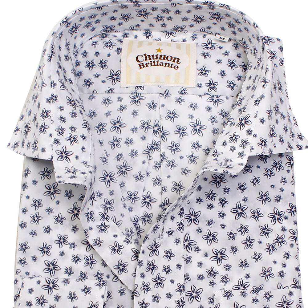 chunon brillante プリント 日本製 スリムシャツ