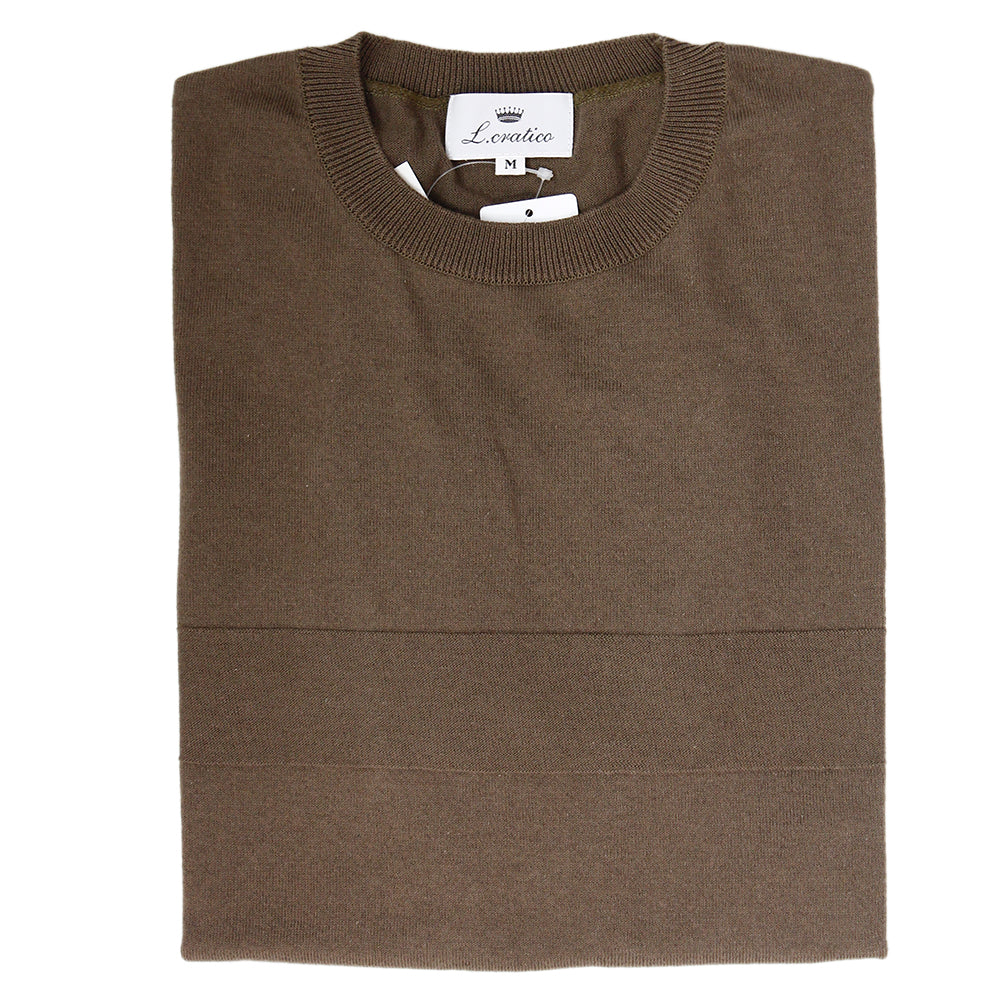 L'craticoエルクラティコ 綿麻素材-半袖ニットTシャツ
