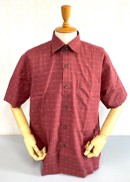 和の匠 国産和柄カジュアルシャツ刺し子小豆