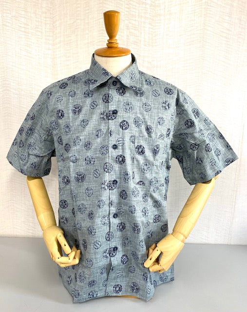 和の匠 和製アロハシャツ文様柄 薄墨