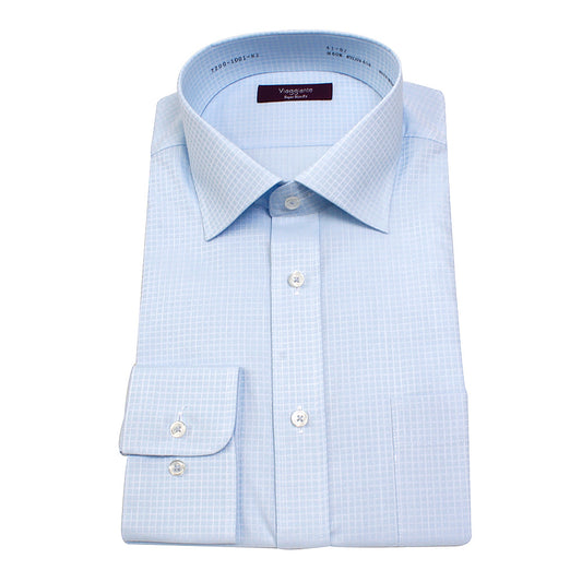 viaggiante ビアジャンテ スーパースリムフィット 形態安定加工 ブルーマイクロシャドウチェック ショートワイド