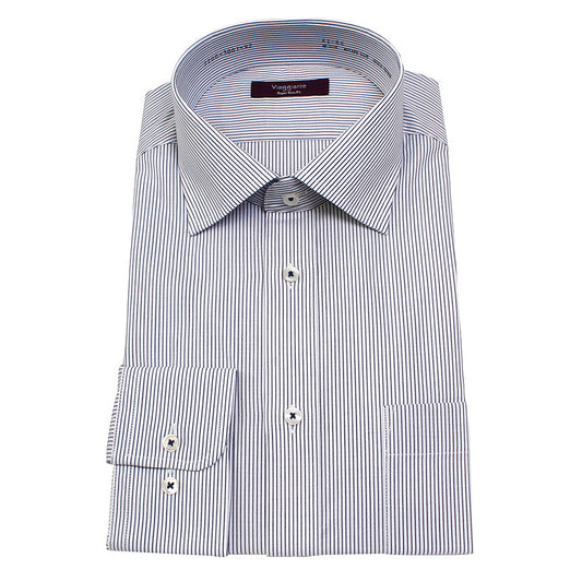 viaggiante ビアジャンテ スーパースリムフィット 形態安定加工 ネイビーピンストライプ ショートワイド