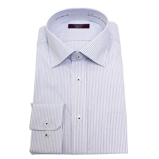 viaggiante ビアジャンテ スーパースリムフィット 形態安定加工 ネイビードビーストライプ ショートワイド