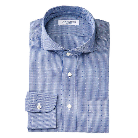 AntonucciPureCotton 綿100%ドビーマイクロチェック・カッタウェイ