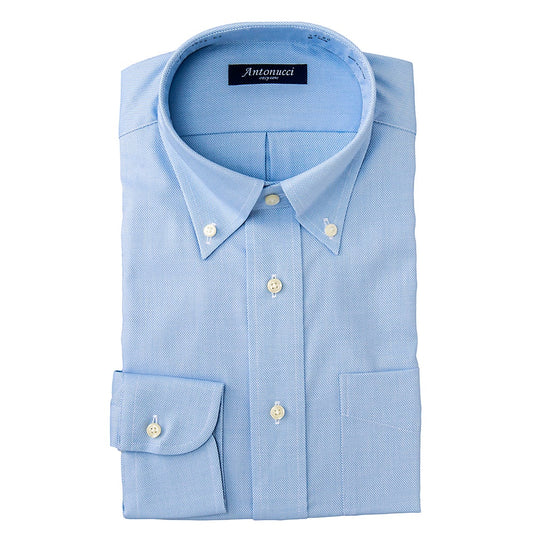AntonucciEasycare 綿100%イージーケア加工-ブルー/オックスフォード・ボタンダウン