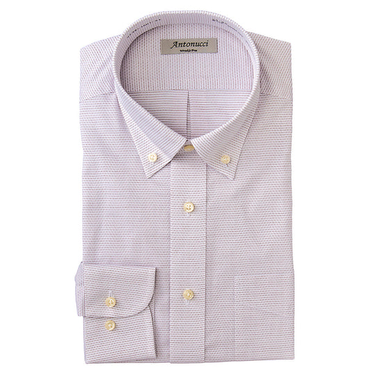 Antonucci Wrinkle free 綿・ポリエステル形態安定加工-レッド/ペンシルボーダー・ボタンダウン