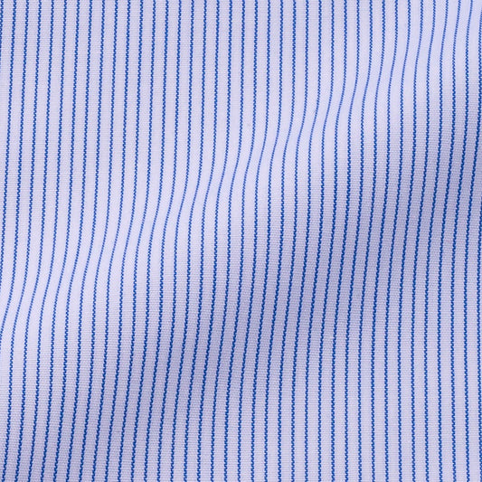 Aquascutumアクアスキュータム オーダーメイドシャツ綿100%ブルー/ヘアーラインストライプ