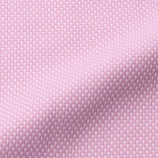 Aquascutumアクアスキュータム オーダーメイドシャツ綿/ポリエステル・ピンク/バスケット織