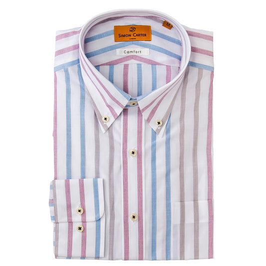SimonCarterサイモンカータ 綿100%・キャンディーストライプ・ボタンダウン