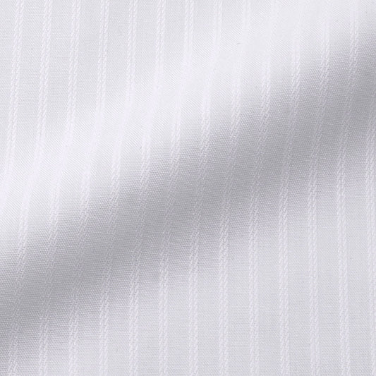 TOMIYA ORDER MADE SHIRTING オーダーメイドシャツ/綿ポリ混紡・白ドビーダブルストライプ