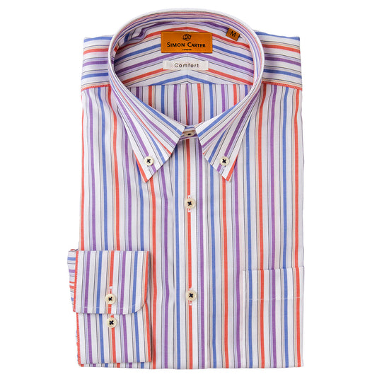 SimonCarterサイモンカータ 綿100%・シックンシンストライプ・ボタンダウン